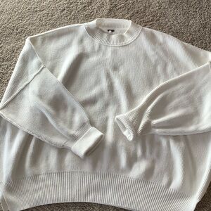 Free People White Crew Neck Sweater